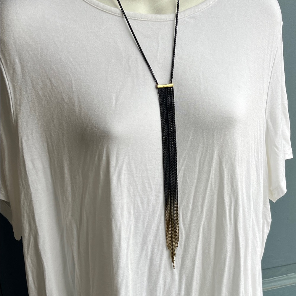 Lucky Brand Black and Gold Chain Pendant Necklace